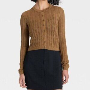 NWT - A New Day - Women's Pointelle Cardigan - A New Day Brown XL Brown